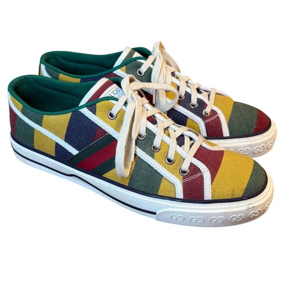 Gucci Tennis 100 1977 Canvas Colorblock Low Top Sneaker Shoes Men’s Size 8 - Picture 1 of 11